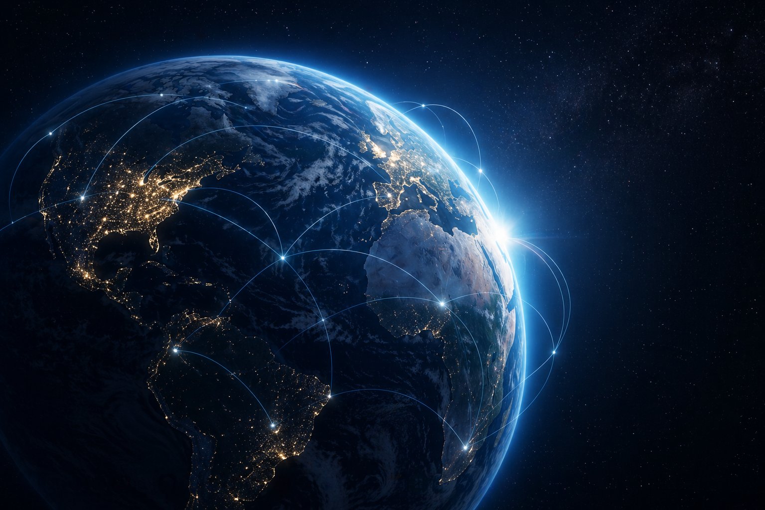 Earth from space — cinematic view representing global cardiac access